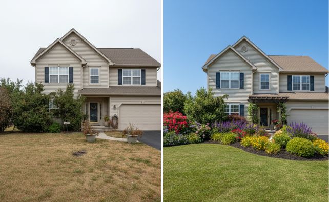 AI-generated landscaping transformation example